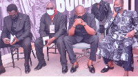 Kennedy Agyepong (far right) with other mourners at Rawlings's funeral