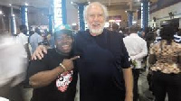 Forrester Osei (left) and Prof. Kyle Pierce on arrival at the Kotoka International Airport