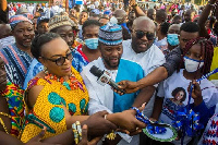 MP for Awutu Senya East Constituency, Hawa Koomson commissioning the Adom Estate Clinic