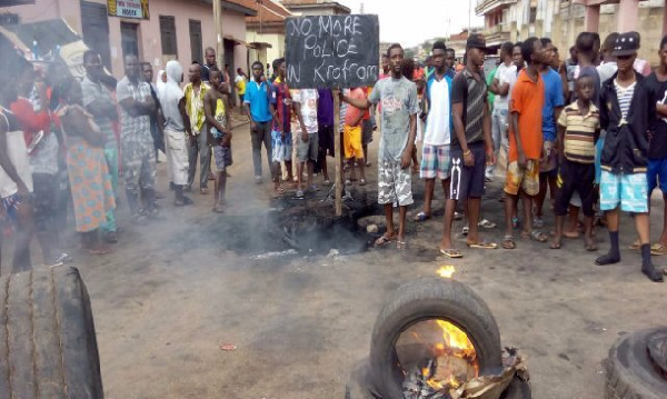 Some of the residents gathered at the township