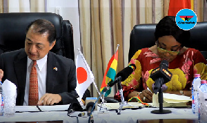 Japan's Ambassador to Ghana, Tsutomu Himeno and Minister for Foreign Affair, Shirley A. Botchwey