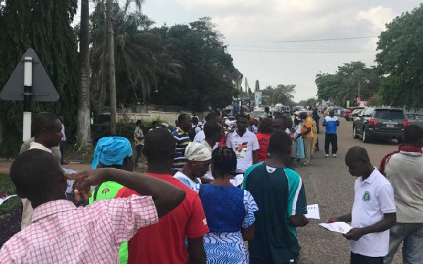 Some NDC supporters at the office of former President John Dramani Mahama at Cantonments