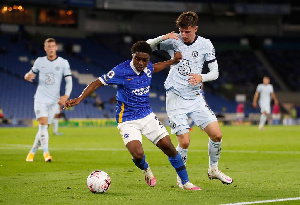 Tariq Lamptey in action against Chelsea