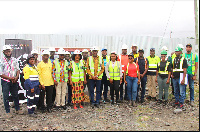 A group picture of the DCE, some members of AngloGold Ashanti, and the construction company