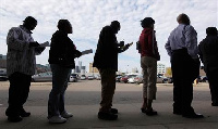 Library photo: Job seekers in a queue