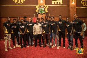 President Akufo-Addo with the Black Stars players