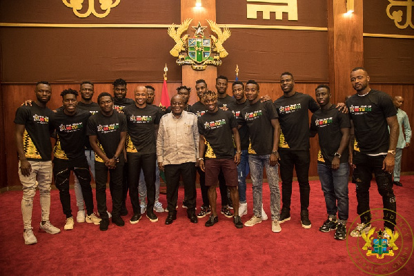 President Akufo-Addo with the Black Star players