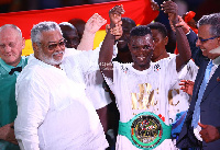 Former President John Rawlings with Richard Commey