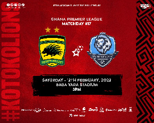 The clash between Asante Kotoko and Accra Lions will kick off at 15:00GMT.