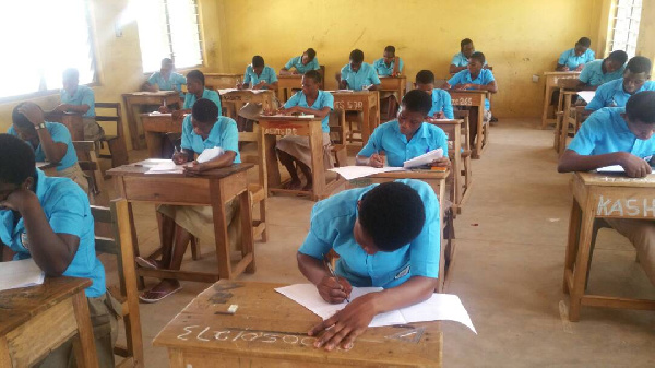 A photo of students in an examination hall