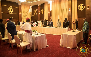 President Akufo-Addo with some members of the Clergy