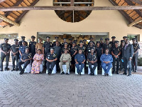 Interior Minister, Ambrose Dery in a group photo with leadership of the Police Servide