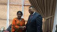 Namibian Ambassador Charles B. Yosob with Minister of Aviation Cecilia Abena Dapaah