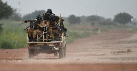 Burkinabe gendarmes on patrol in Ougadougou