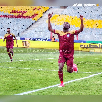 John Antwi celebrating his goal against Zamalek