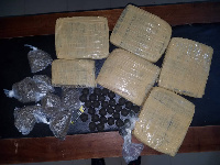 Packs of the suspected Indian hemp retrieved from the suspect