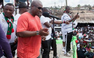 Former President Mahama speaking at the NDC's unity walk in Tarkwa