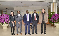 Dr Charles Dwamena (middle) flanked by Daniel Dwamena, Nana Kyei Baffour and their Chinese host