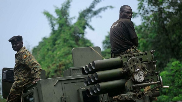 A file photo of some soldiers sitting on a missile launcher