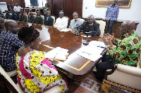 Akufo-Addo (R) addressing members of the Council for Independent Churches of Ghana