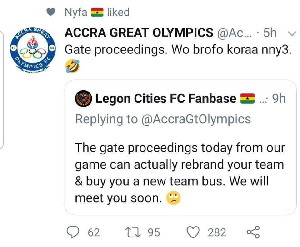 New rivalry between Accra Great Olympics and Legon Cities FC