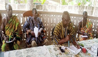 Chiefs seated during the press conference