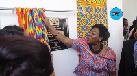 Catherine Ablema Afeku unveiling the renovated Hotel, Tourism and Catering Training Institute