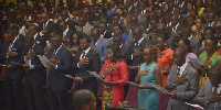 The newly qualified doctors and surgeons taking the Hippocratic oath