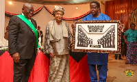 President Nana Addo Dankwa Akufo-Addo (L) with Prez Ellen Sirleaf Johnson (M)