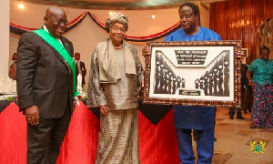 President Nana Addo Dankwa Akufo-Addo (L) with Prez Ellen Sirleaf Johnson (M)