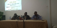 Deputy Director of Public Health, Dr Ekow Otoo(middle) addressing the media