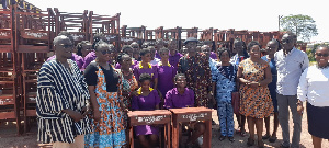 Some of the old students with management of the school during the presentation