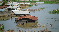 Some buildings submerged in water