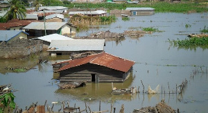 Some buildings submerged in water