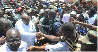 Supporters of the NDC welcome President Mahama at Kaneshie