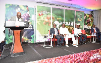 Dr. Emmanuel Dwomoh, Deputy CEO of COCOBOD [L] addressing participants