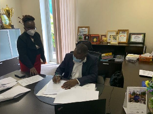 Chief Executive of Stanbic Bank, Alhassan Andani, during the virtual signing ceremony