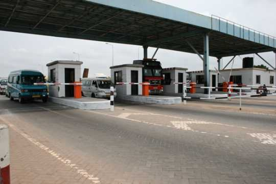 A highway toll booth