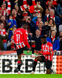 Winger Nico Williams celebrating the goal with his brother Inaki