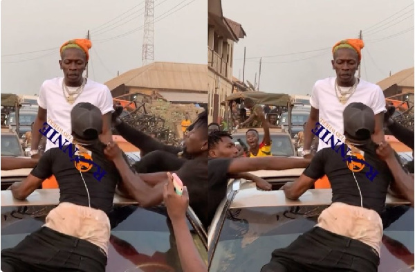 Shatta Wale was nearly pulled out of his car