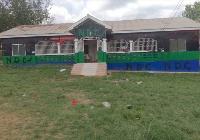 The Fomena NPP office was painted with NDC party colours during the protest