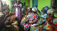 Gender Minister, Nana Oye Lithur interacting with some of the LEAP beneficiaries