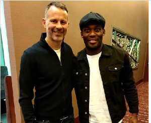 ichael Essien met Wales manager Ryan Giggs in Baku