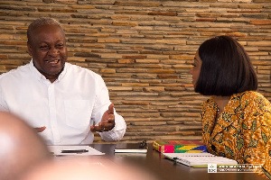 Former president John Dramani Mahama with EC chair, Jean Mensa