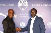 Ibrahim Tanko (left) with an official of Accra Lions