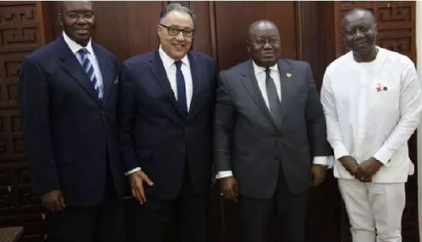 President Akufo-Addo with Hafez Ghanem, Finance Minister Ken Ofori Atta and Henry Kerali