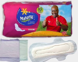 Former  President John Dramani Mahama in a sanitary pad advert