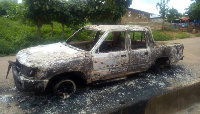 The Toyota pick-up allegedly burned by arsonists