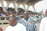 Suspended NPP executives Kwabena Agyepong (in white) and Paul Afoko