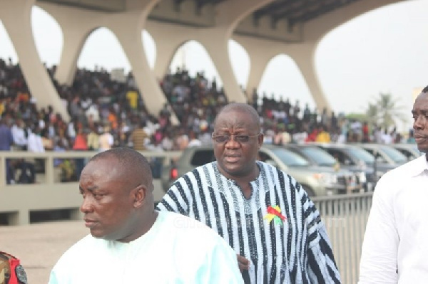 Suspended NPP executives Kwabena Agyepong (in white) and Paul Afoko